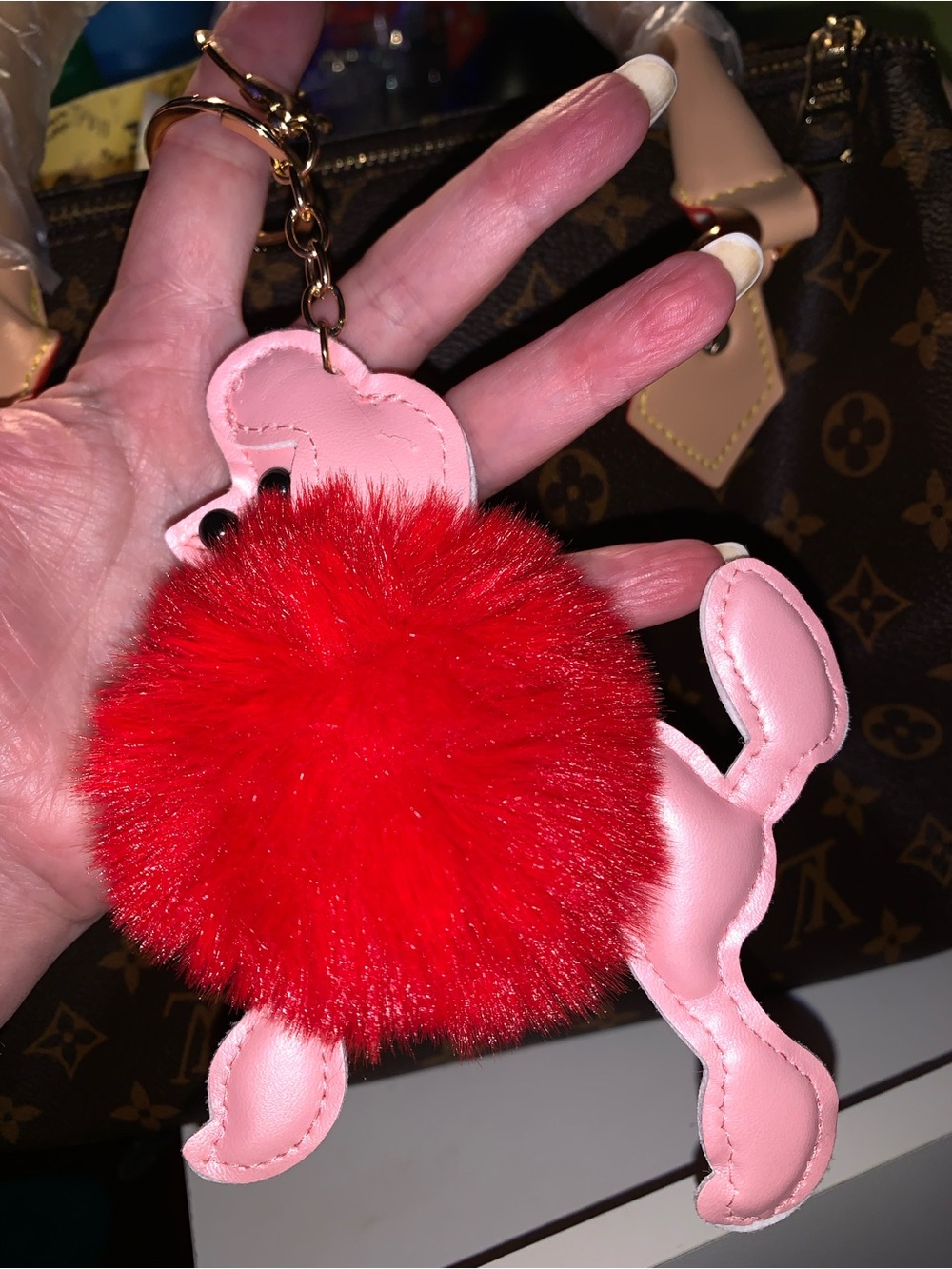 Poodle Pom Pom purse/bag charm Keychain